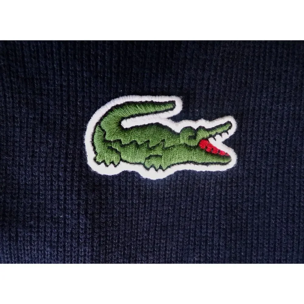 Lacoste V Sweater M Oversized Navy Color Block Tennis Jumper Big Alligator - Picture 8 of 16